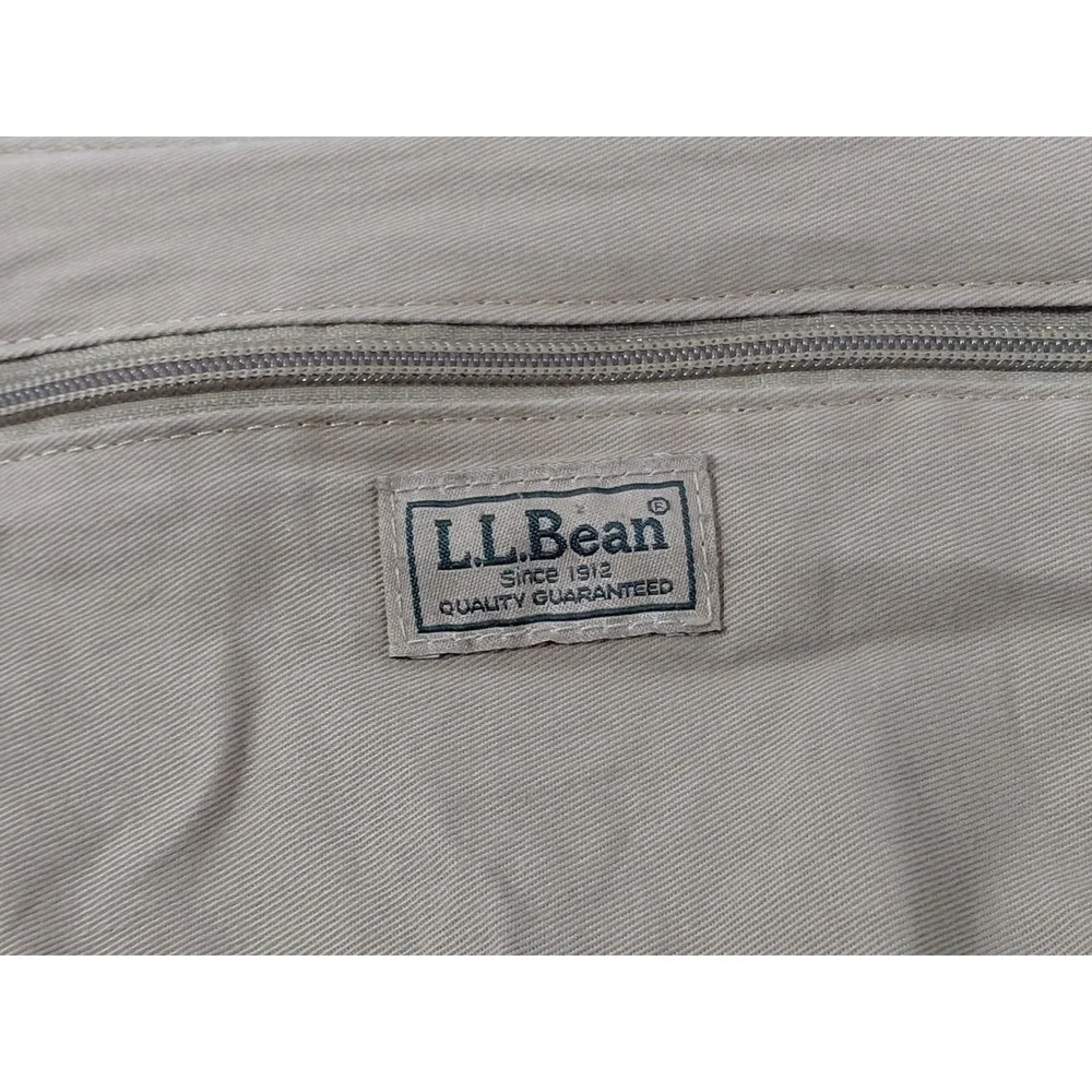 Vtg L.L. Bean Canvas & Leather Buckle Tote Bag Khaki Unisex
